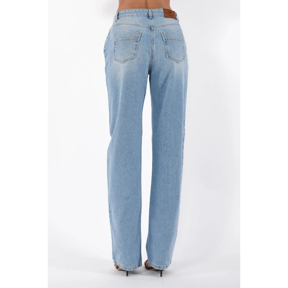 Elisabetta Franchi Boyfriend jeans met juweel hangslot Blue Dames