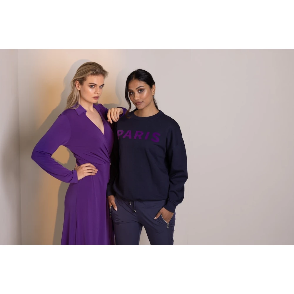 &Co Woman Stijlvolle Midi Jurk voor Moderne Vrouwen Purple Dames
