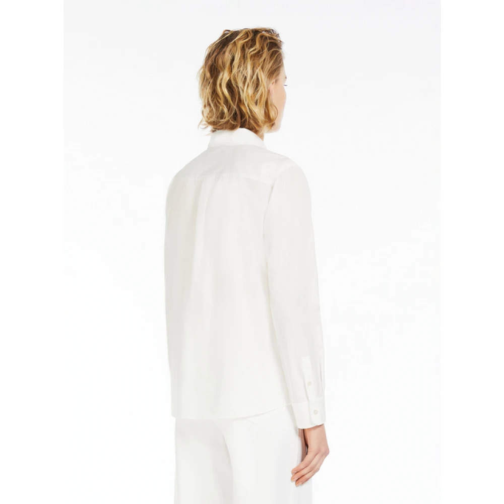 Max Mara Witte Gestreepte Katoenen Overhemd White Dames