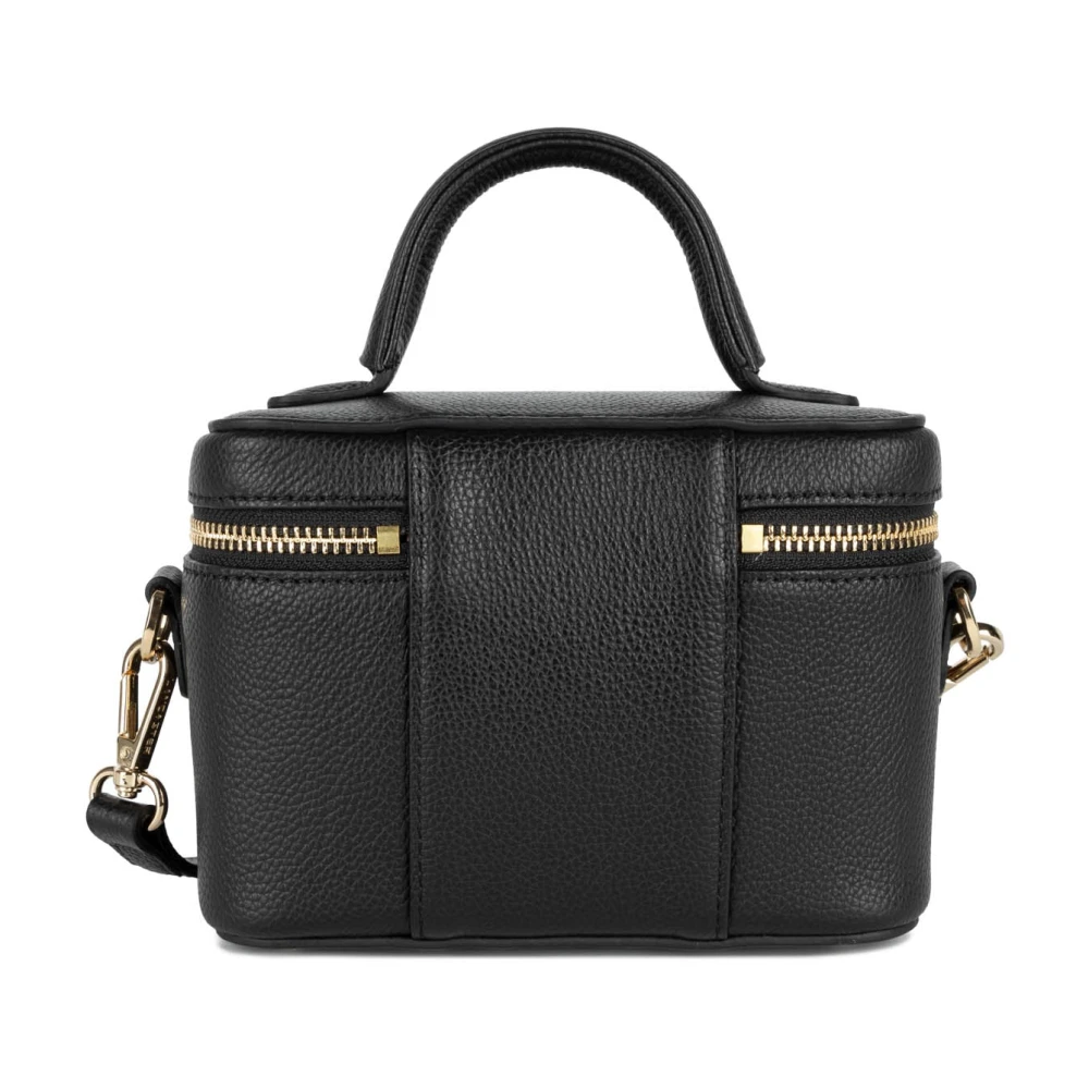 Lancaster Stijlvolle Rits Leren Vanity Tas Black Dames
