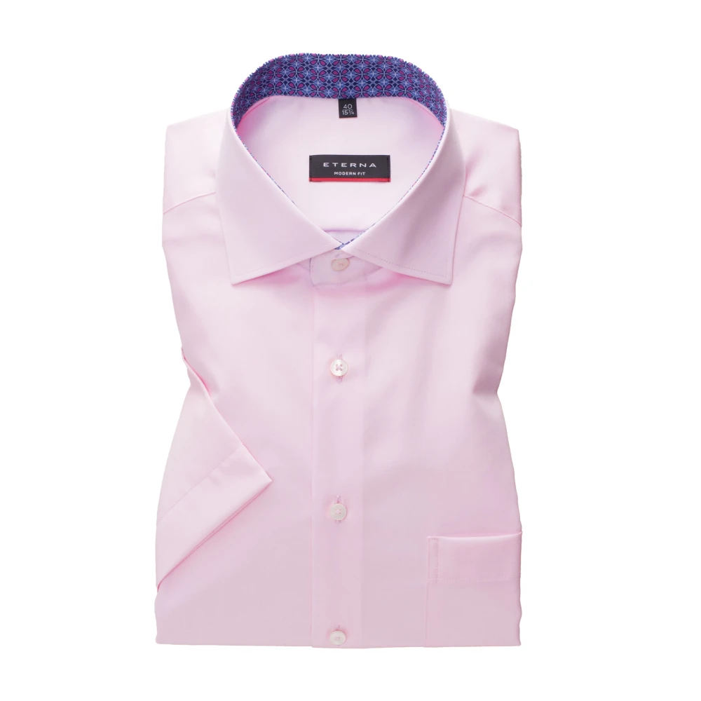 Eterna overhemd korte mouw Modern Fit normale fit roze effen katoen