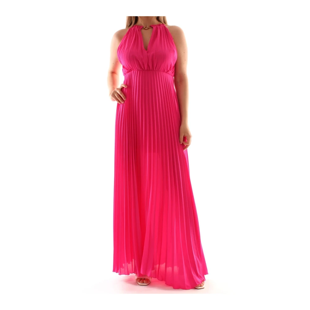 Liu Jo Crêpe Effect Geplooide Rok met Kettingdetail Pink Dames