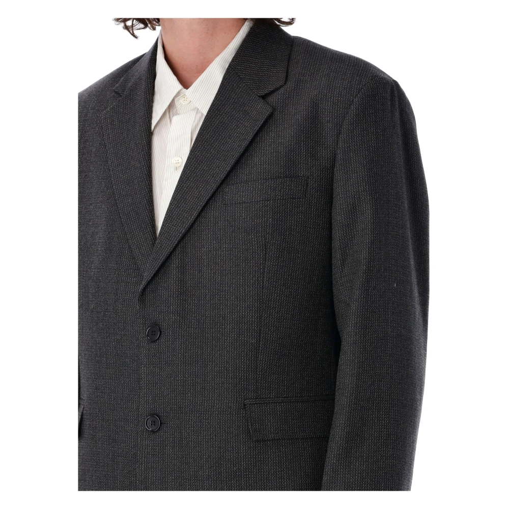 mfpen Donkergrijze Twist Single-Breasted Blazer Black Heren