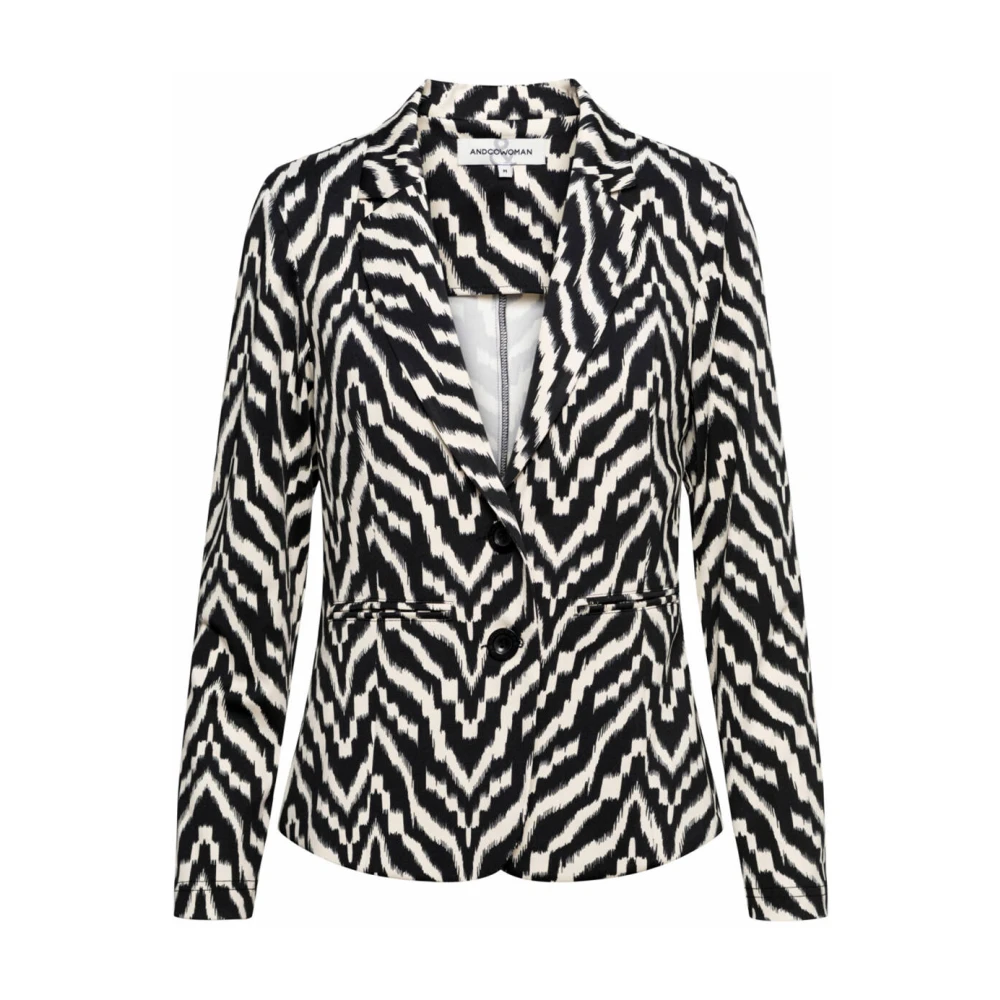 &Co Woman Kleine Ikat Blazer Black Dames