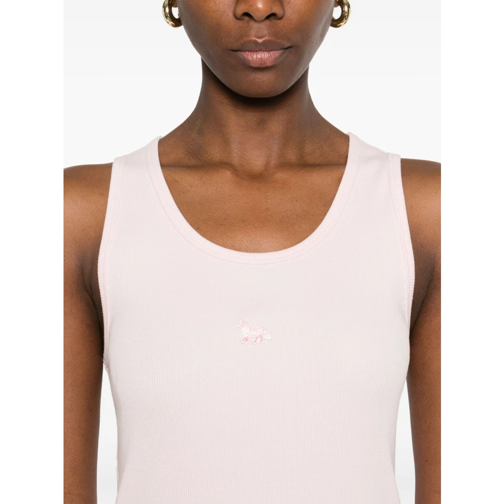 Maison Kitsuné Mouwloze top met scoop hals in lichtroze Pink Dames