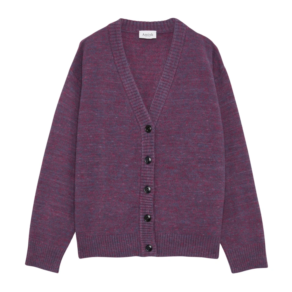 Amish Women's Multicolor Purple Cropped Alpaca Cardigan - Cardigans - Xs - Knitwear