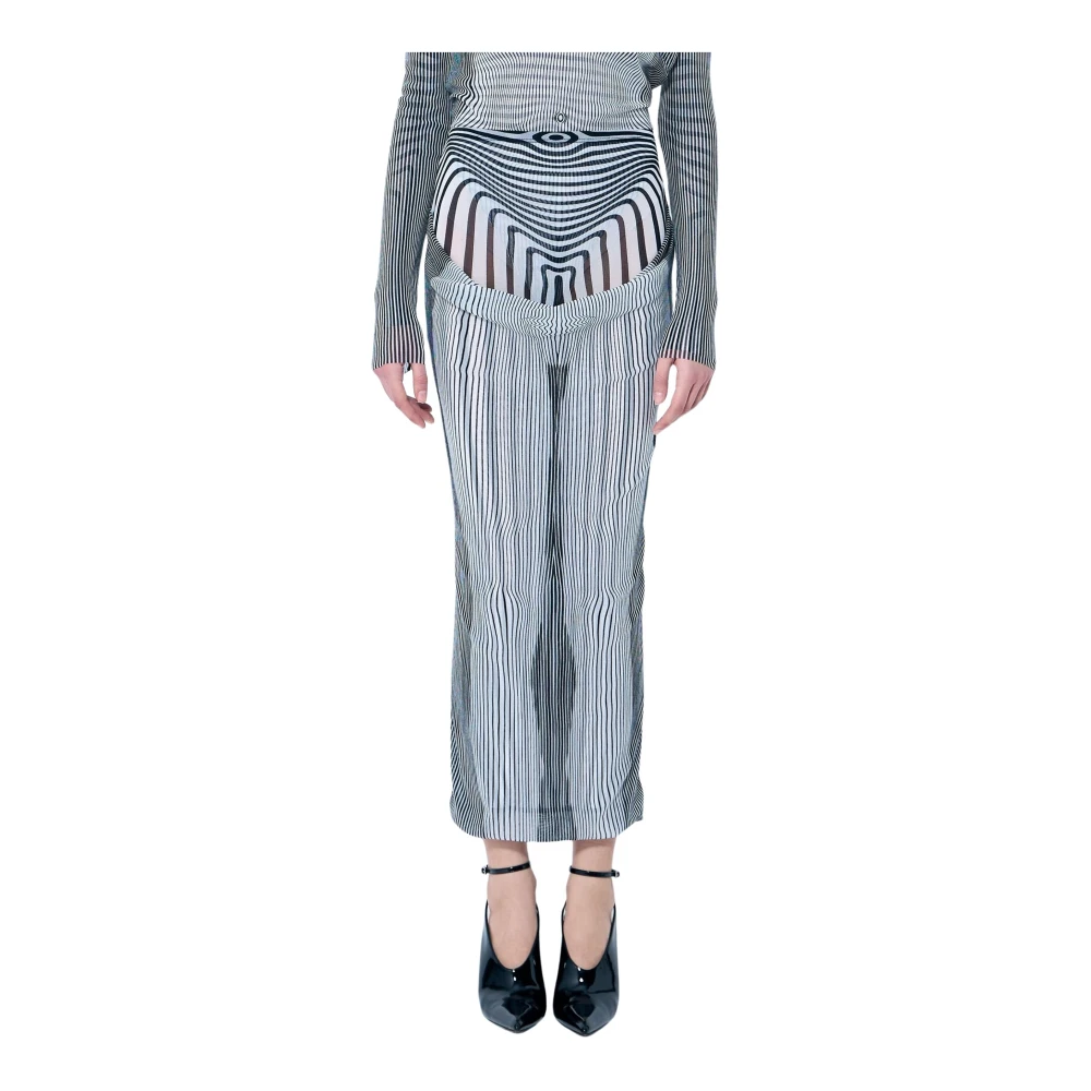 Jean Paul Gaultier Mesh Midi Rok met Gedrapeerd Overlay Multicolor Dames