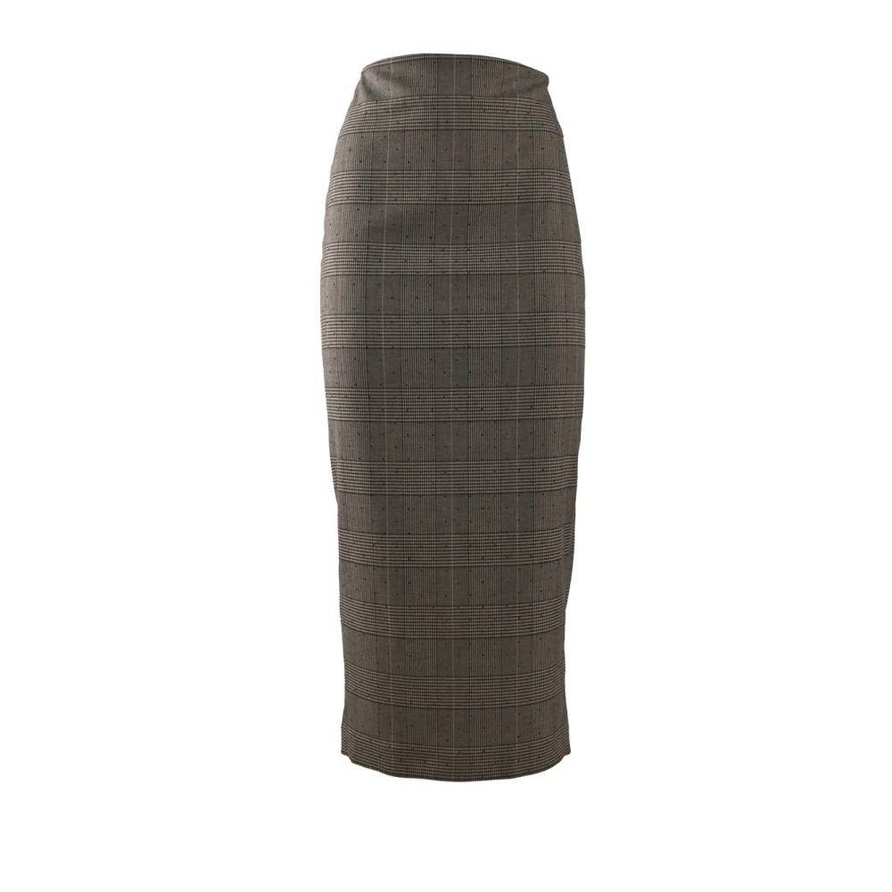 Simona Corsellini Geruite Lange Rok met Swarovski Kristallen Gray Dames