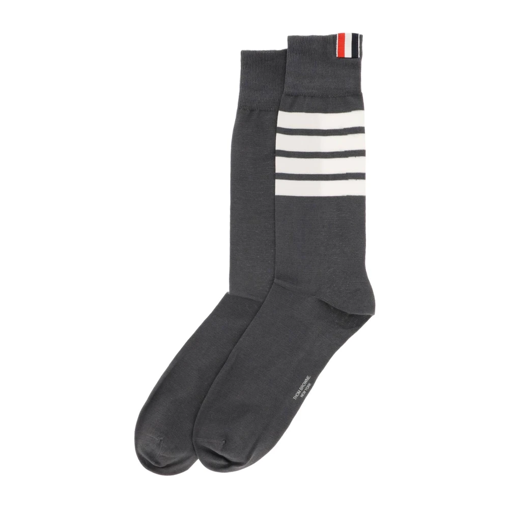 Thom Browne Katoenmix sokken tot halverwege de kuit met contrasterende strepen Gray Heren