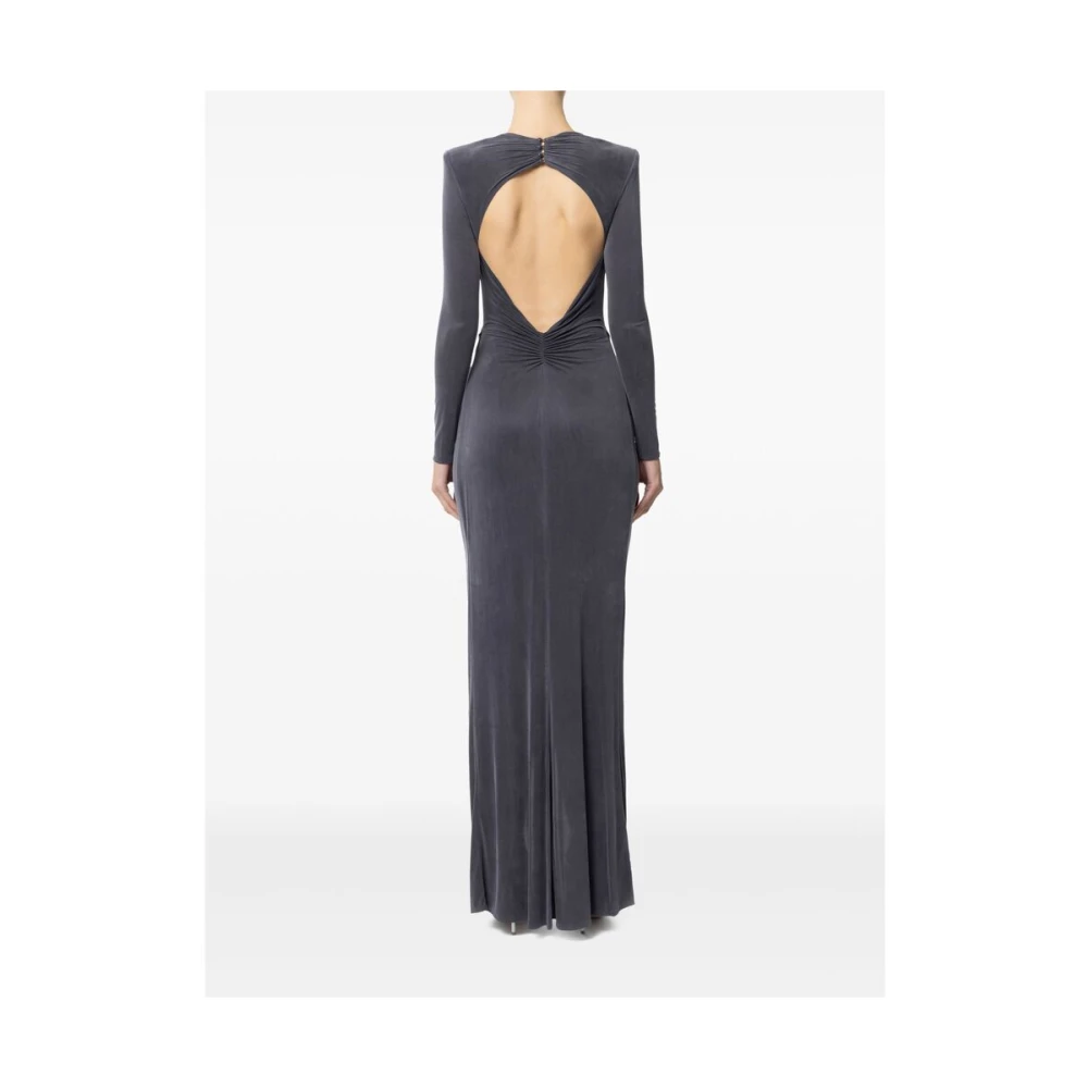 Elisabetta Franchi Grijze Diepe V-hals Jurk Gray Dames