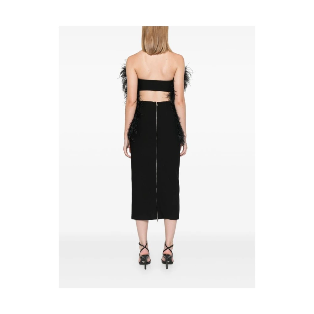 SPORTMAX Verenafgewerkte zwarte jurk vierkante hals Black Dames