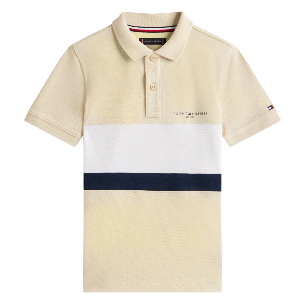 Tommy Hilfiger Boys Beige Kids Short Sleeve T-Shirts, 2 Y, Mini Corp Colourblock Polo