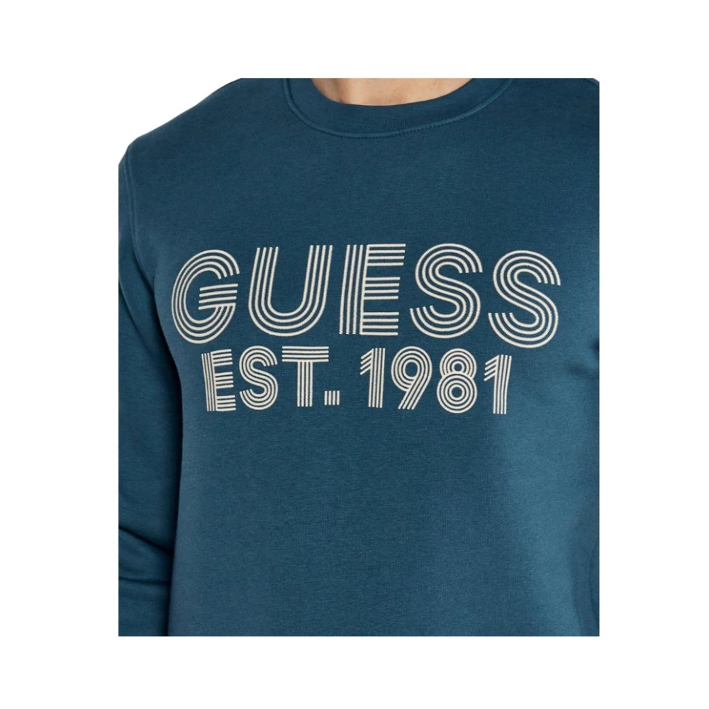 Guess Sweatshirt met ronde hals Blue Heren