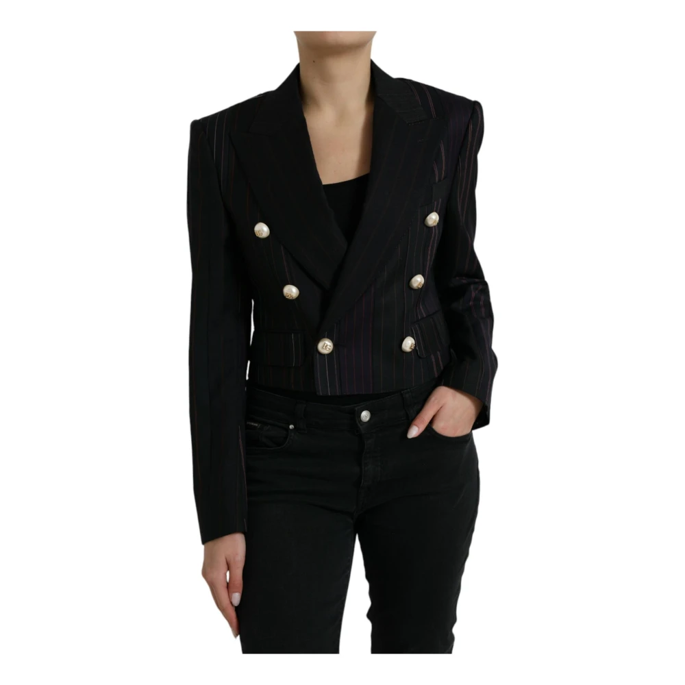 Dolce & Gabbana Women's Black Striped Double Breasted Jacket
