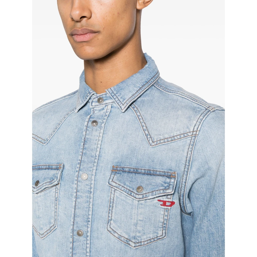 Diesel Denim Shirts Blue Heren