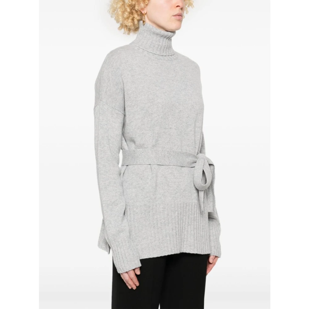 Wild Cashmere Grijze wol-kasjmier trui met riem Gray Dames