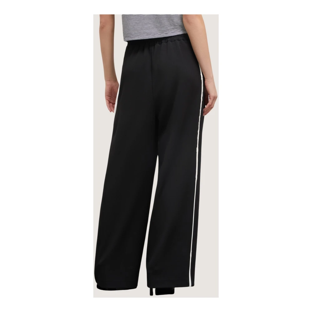 Motivi Palazzo-broek met plooien en contrasterende randen Black Dames