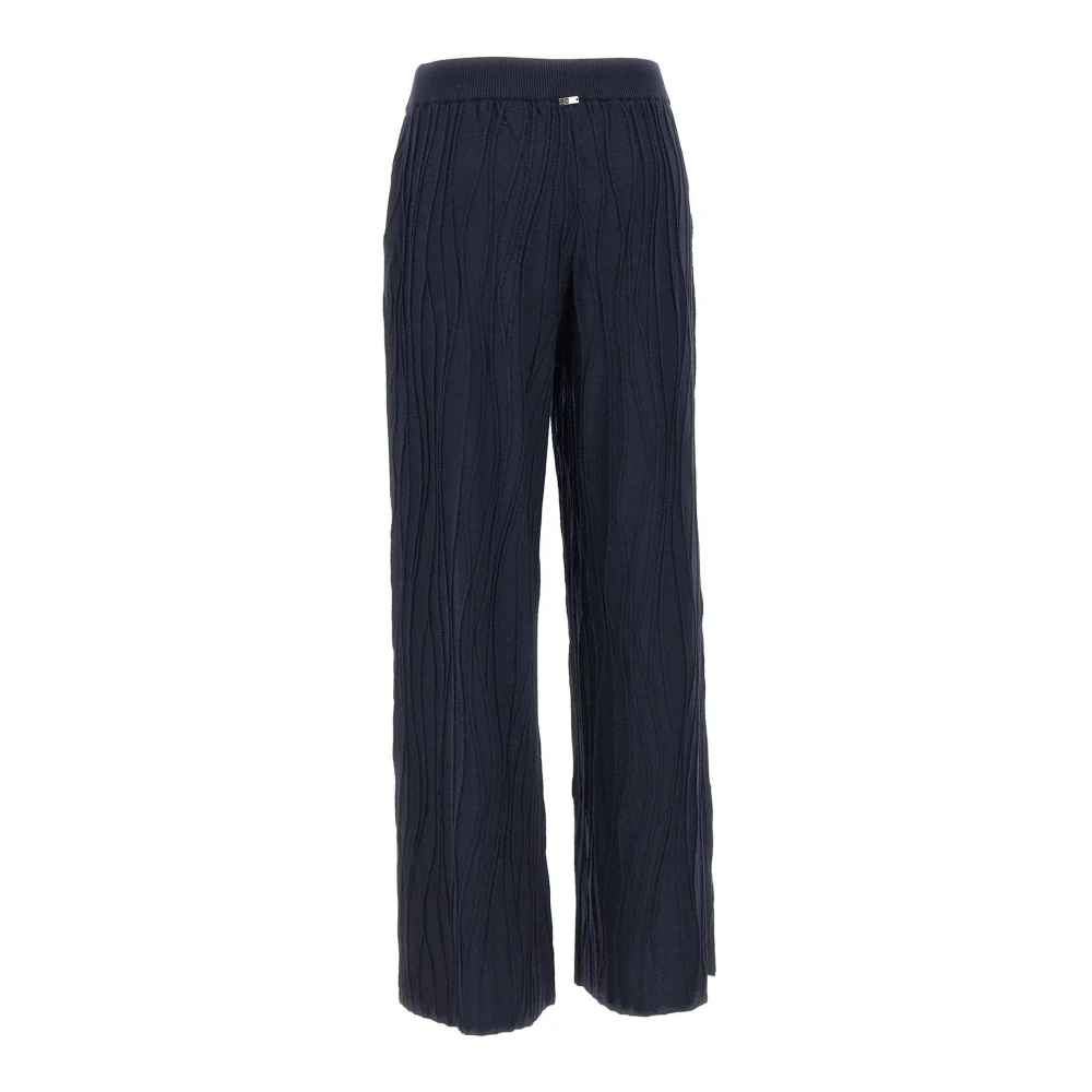 Herno Wol Wave Textuur Broek Blue Dames