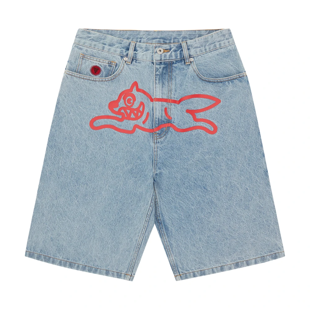 Icecream Men's Blue Denim Shorts, W30, Running Dog Denim Shorts