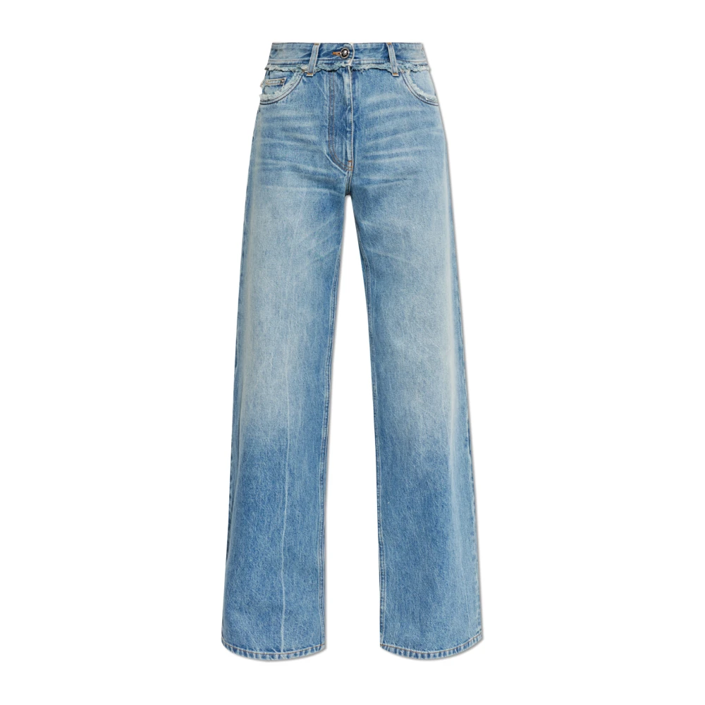 Versace Women's Blue Wide Jeans, W27, Boyfriend Jeans