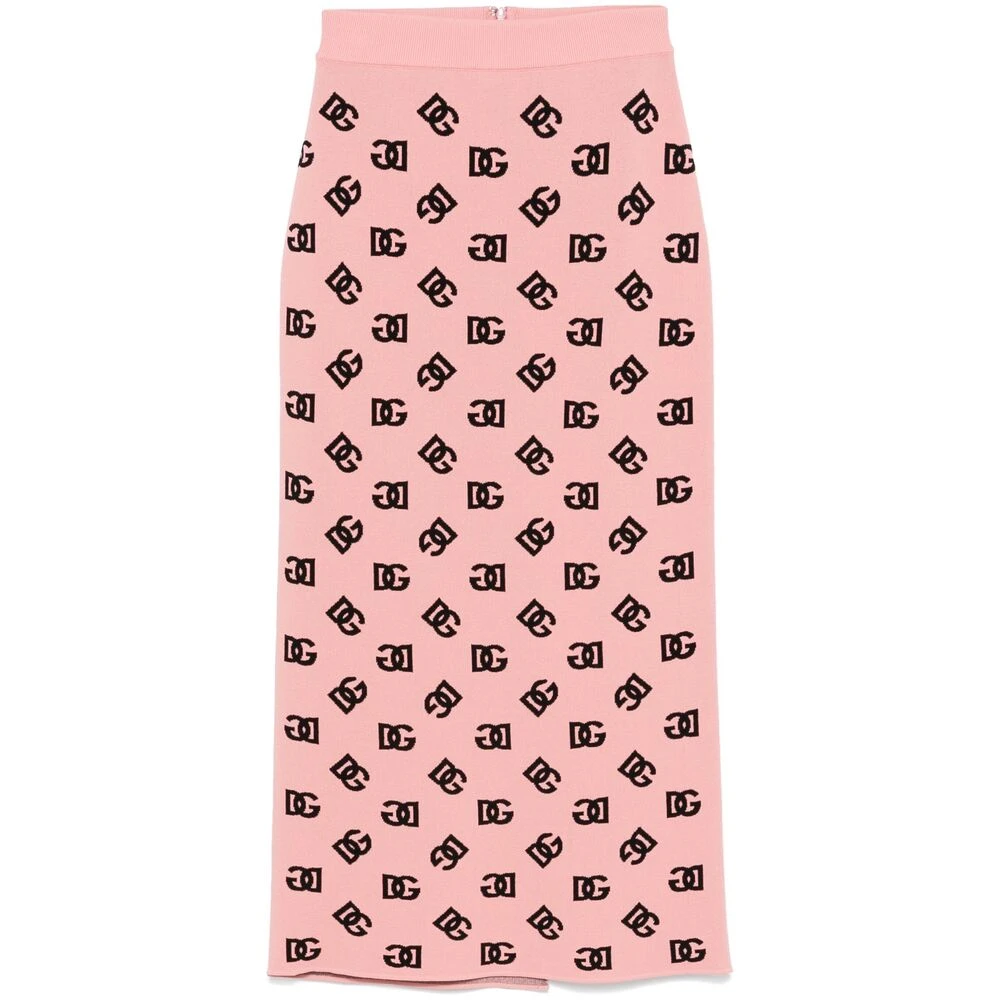 Dolce & Gabbana Zalmroze Geribbelde Tailleband Rok Pink Dames
