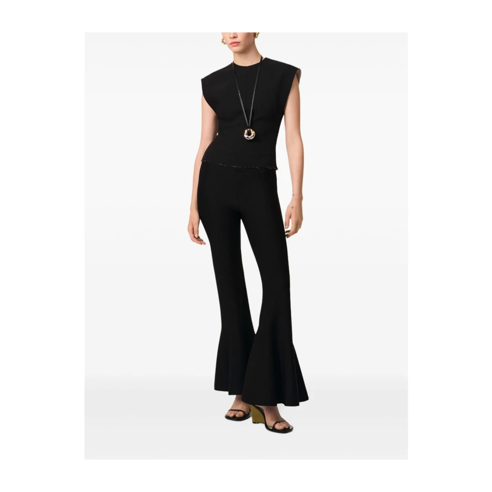 Ami Paris Zwarte Fluwelen Broek Lange Lengte Black Dames