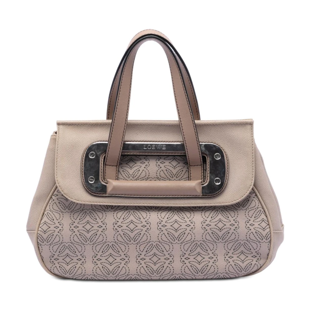 Loewe Pre-Owned Women's Brown Pre-Owned Vintage Anagram Canvas Satchel Bag