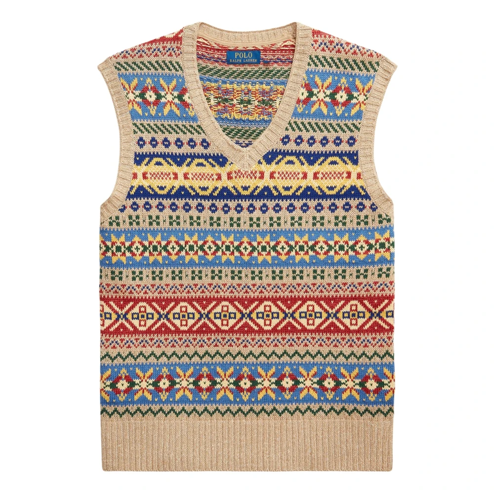 Ralph Lauren Men's Multicolor Jumpers Beige - Sleeveless Jumpers - M - Knitwear