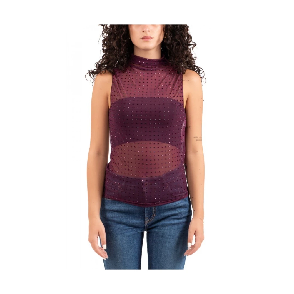 Pinko Sprankelende Mouwloze Casual Top Red Dames