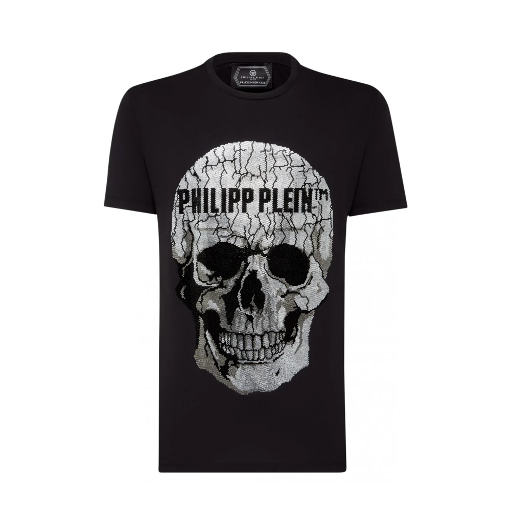 Philipp Plein Zwarte Skull Rhinestone T-shirt Black Heren