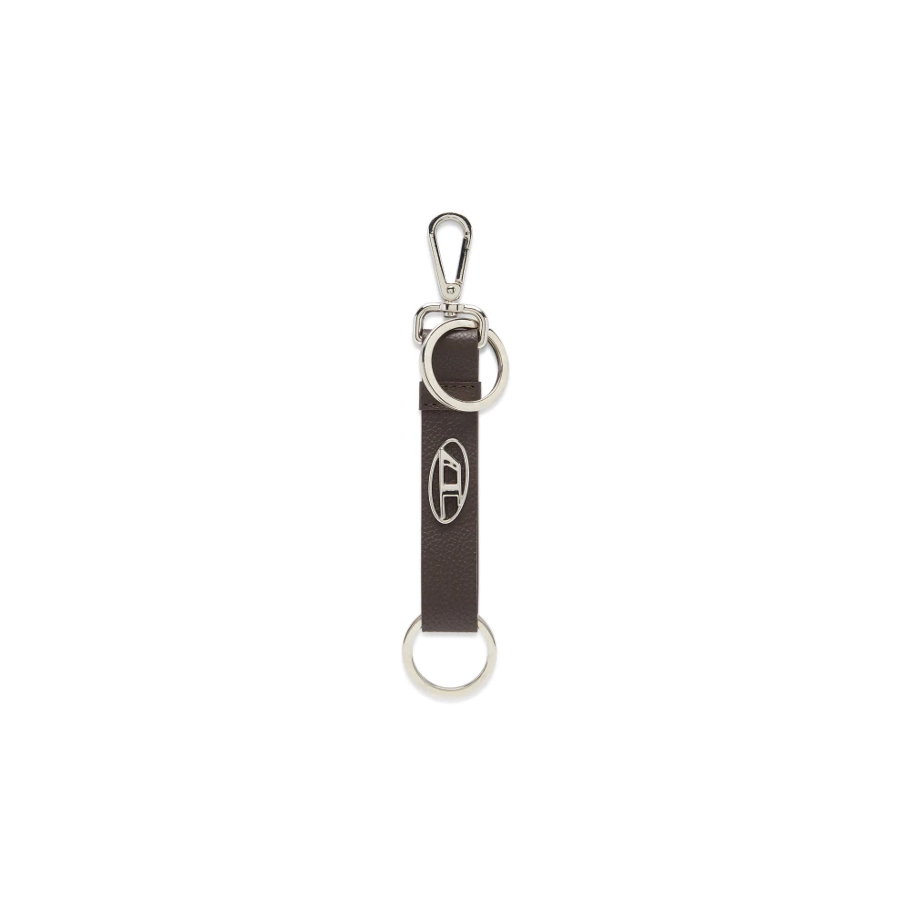 Diesel Leather keyring with logo plaque Brown Heren