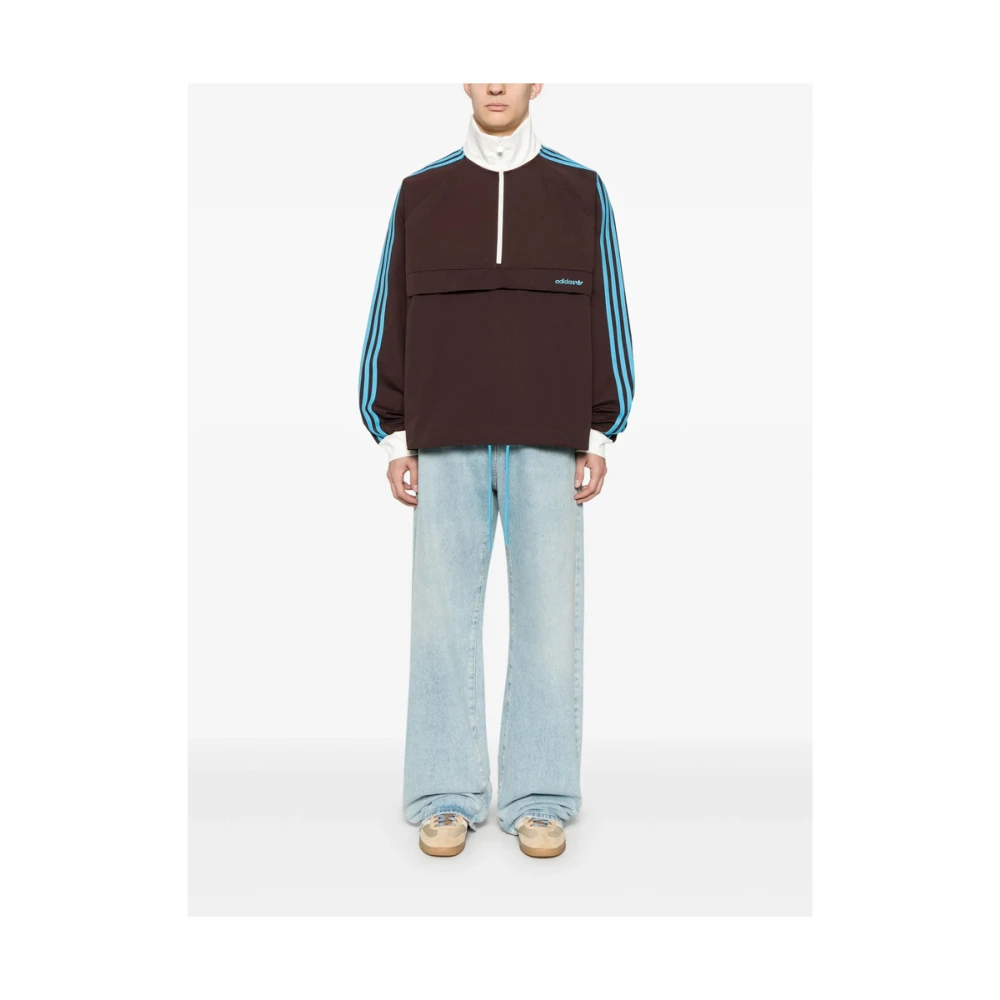 Adidas Bruine Sweater met Rits aan de Voorkant en Aantrekkoord Brown Heren