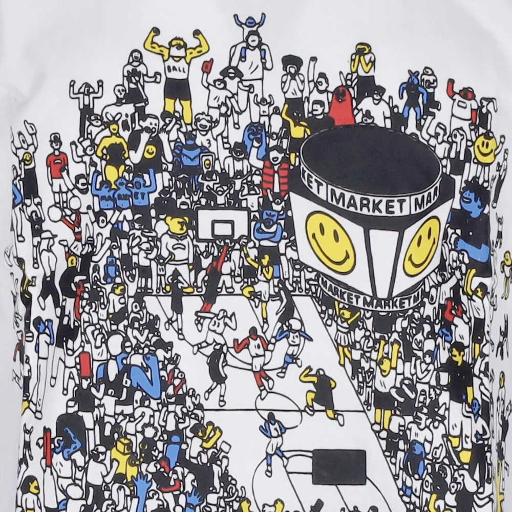 Market Basketbal Smiley Tee Wit T-shirt White Heren