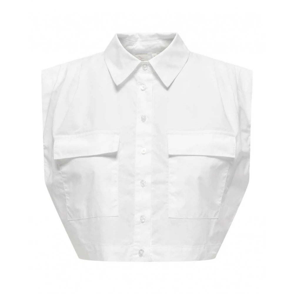Only Witte mouwloze blouse met plooien White Dames