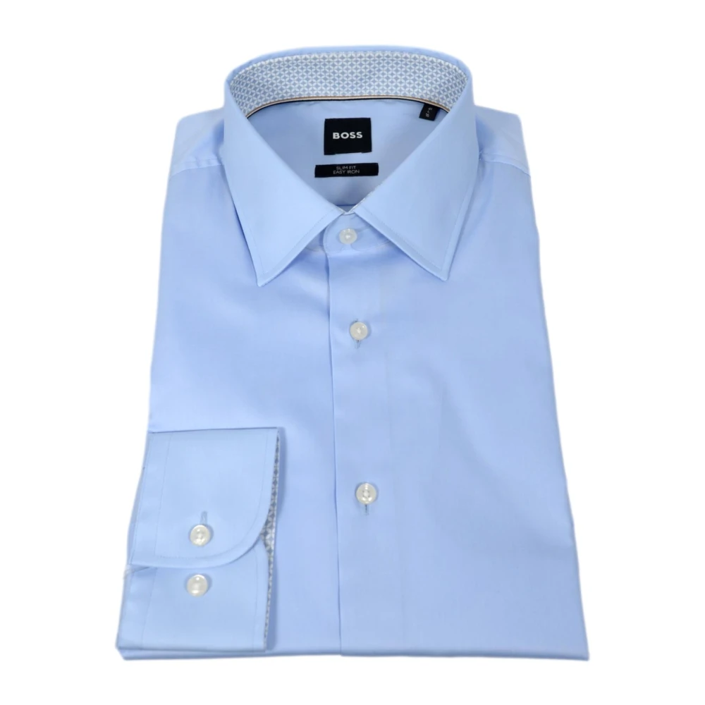 Hugo Boss Slim Fit Katoenen Popeline Overhemd Makkelijk Strijken Model 50512842 Lichtblauw Blue Heren