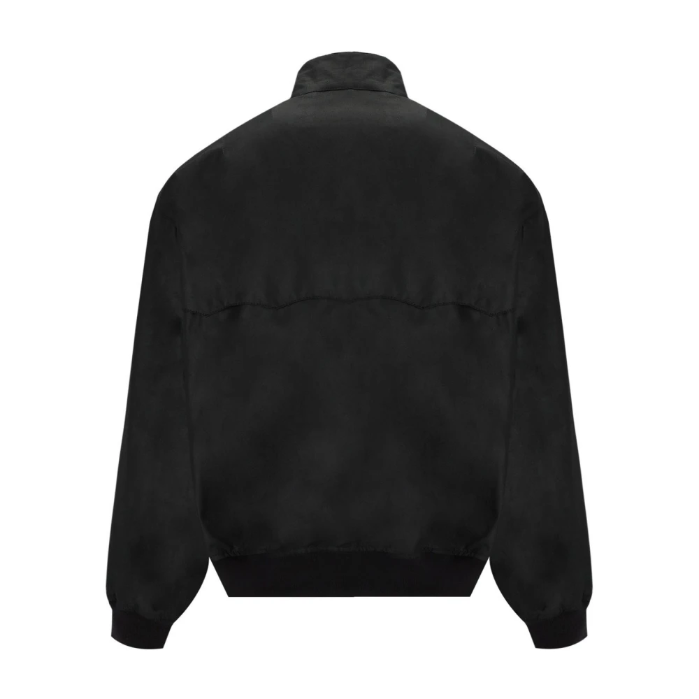 Baracuta Zwarte gewaxte jas met geribbelde textuur Black Heren