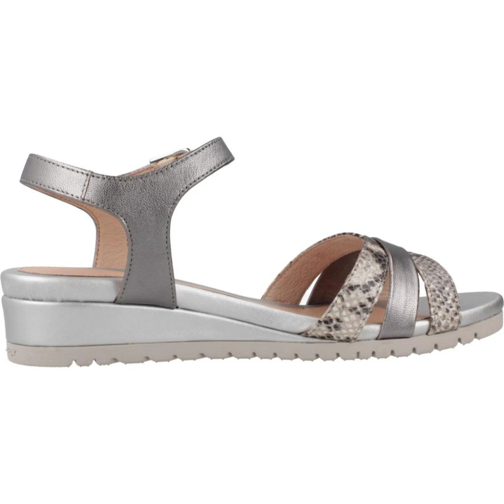 Stonefly Vrouw Grijs Schoenen Dames, 36 Eu, Leer, Slang Reliëf Leren Sleehakken