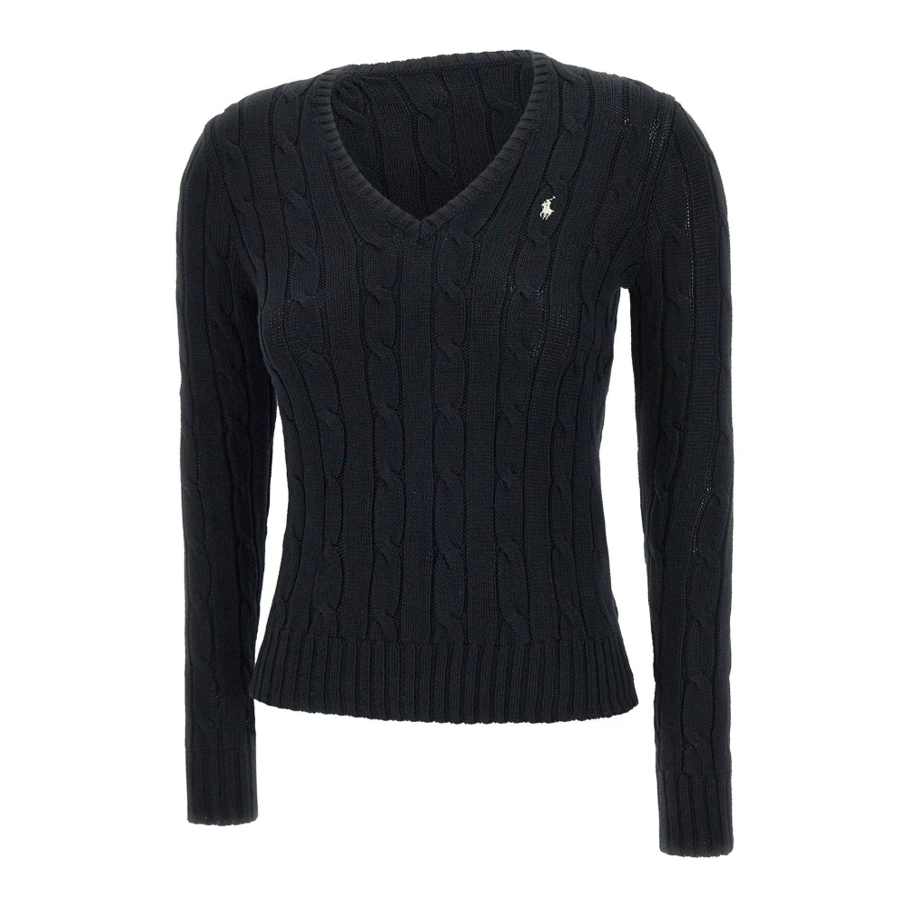 Polo Ralph Lauren Zwarte Klassieke Pima Katoen Pullover Sweater Black Dames