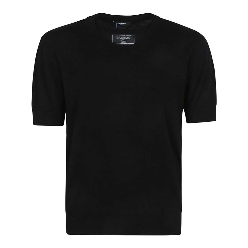 Balmain Gebreid T-shirt met twee kragen Black Heren
