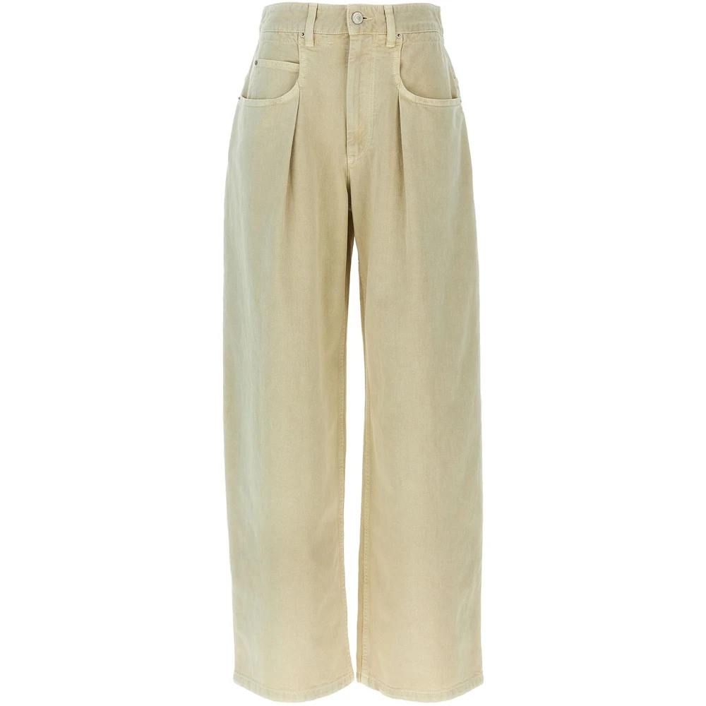 Isabel Marant Étoile Beige Denim Jeans met Logo Patch Beige Dames