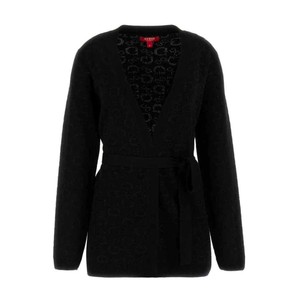 Guess Logo Cardigan - Svart V-Ringad Tröja Black, Dam