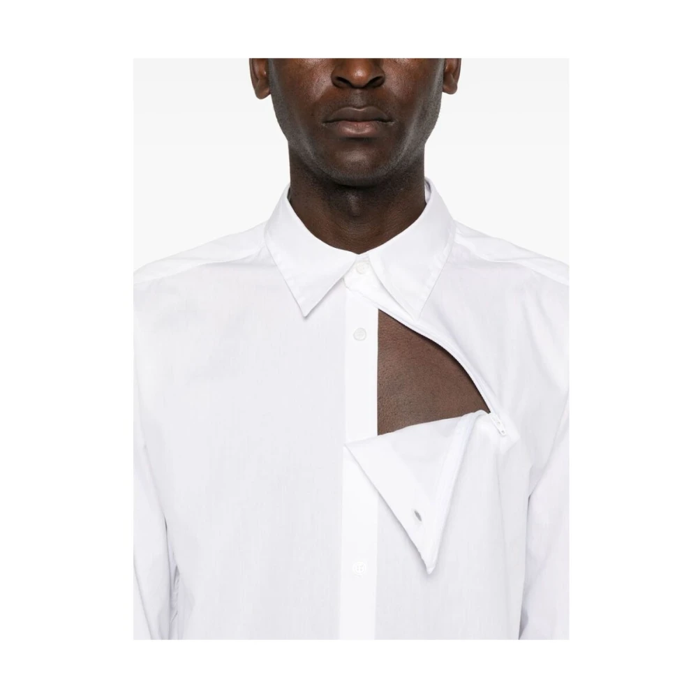MM6 Maison Margiela Wit overhemd van poplin katoen met ritssluiting White Heren