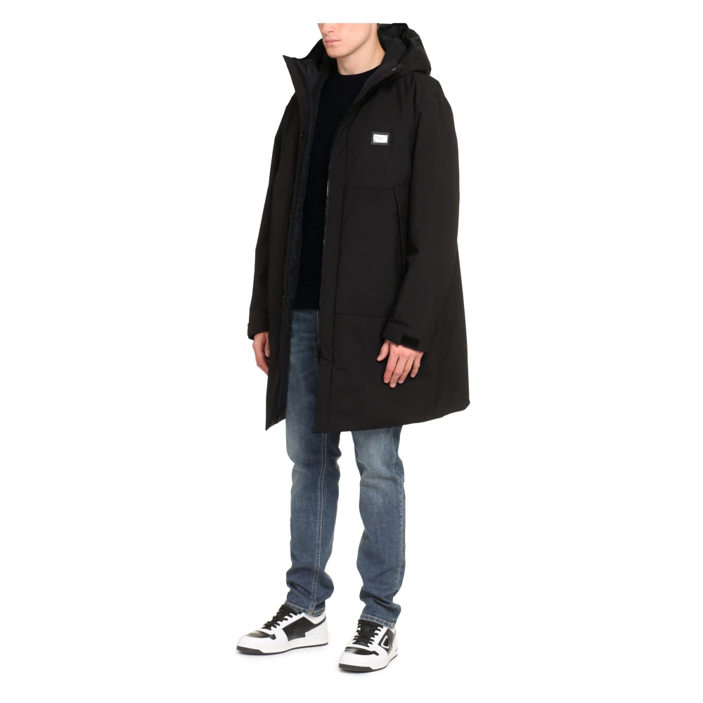 Dolce & Gabbana Stijlvolle parka met capuchon Black Heren