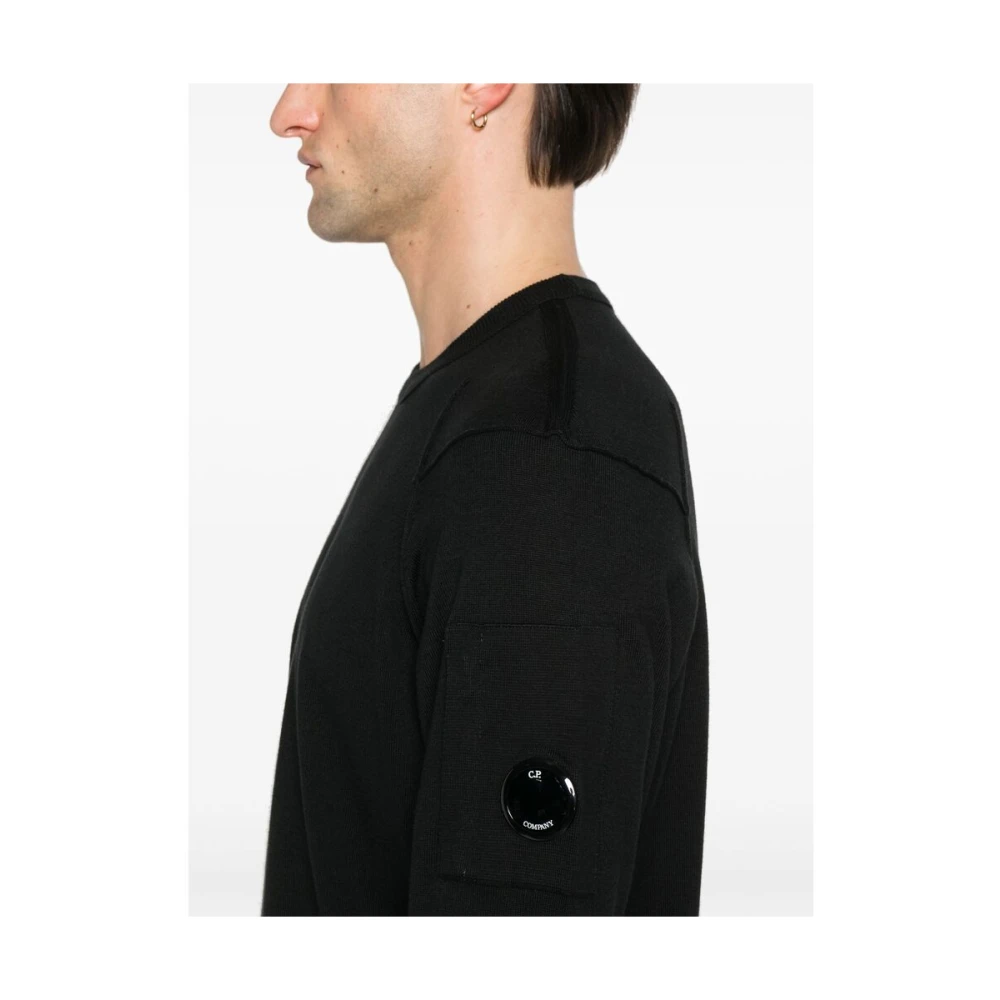 C.P. Company Zwarte Crew Neck Sweater met Ritszak Black Heren