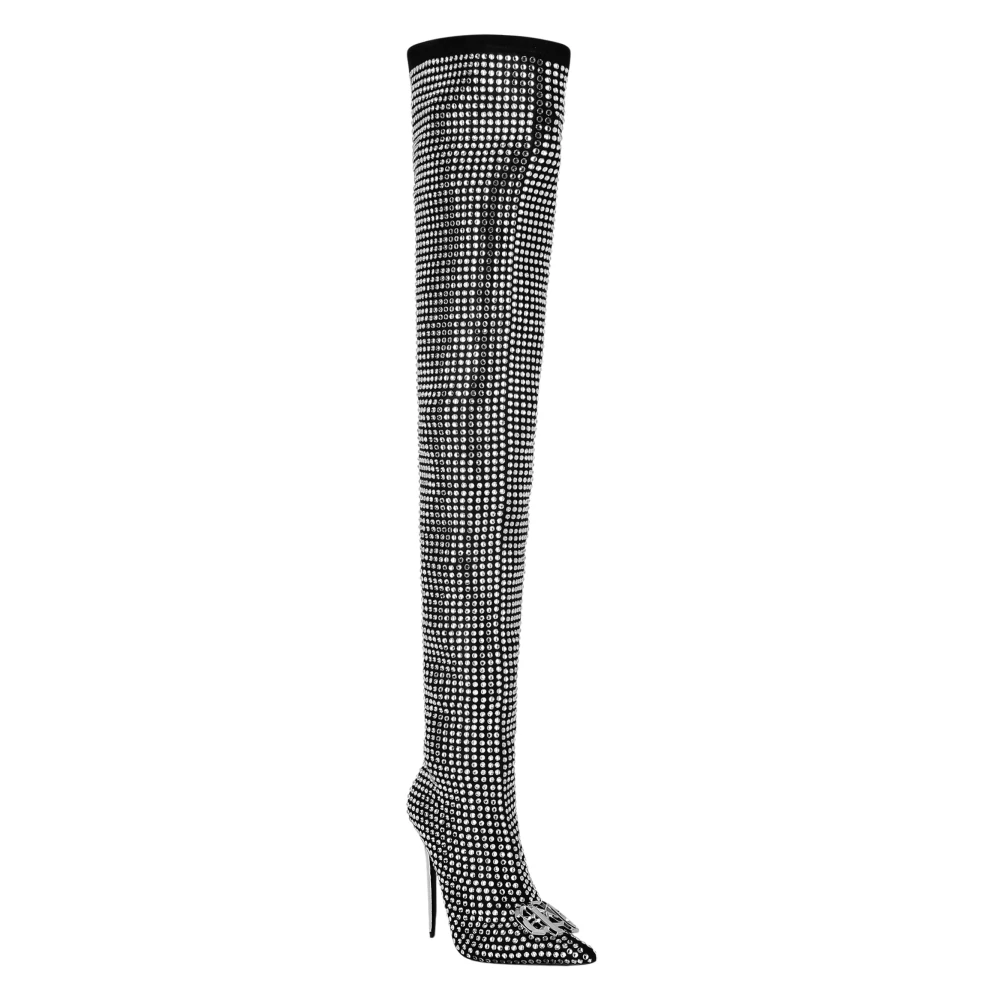 Philipp Plein Suede Strass Overknee Laarzen