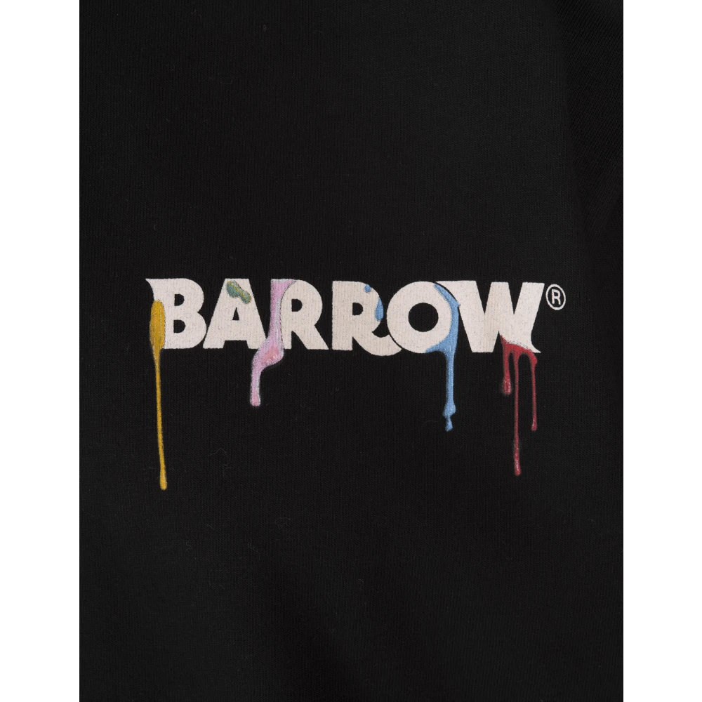 Barrow Zwarte Katoenen T-shirt met Handtekening Grafische Print Black Heren