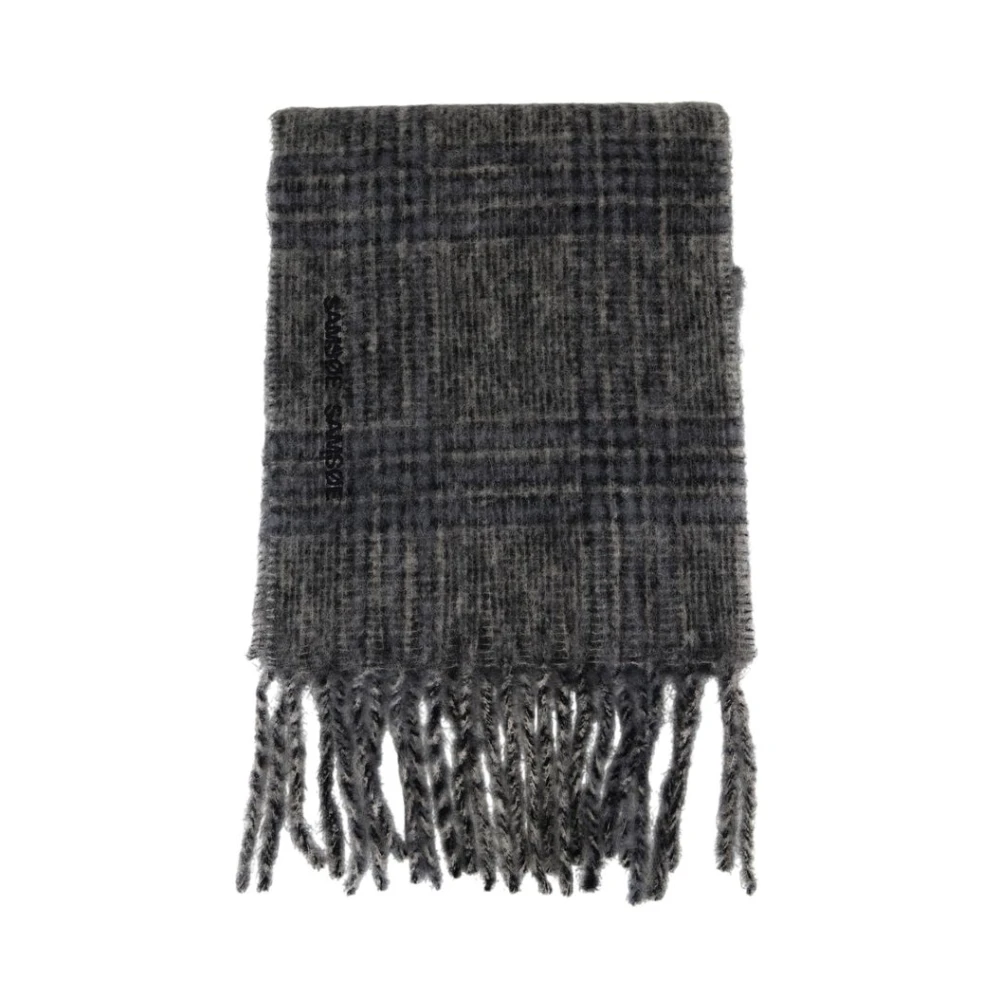 Samsøe Samsøe Unisex Gray Winter Scarves, One Size, Mohair Wool Grey Scarf