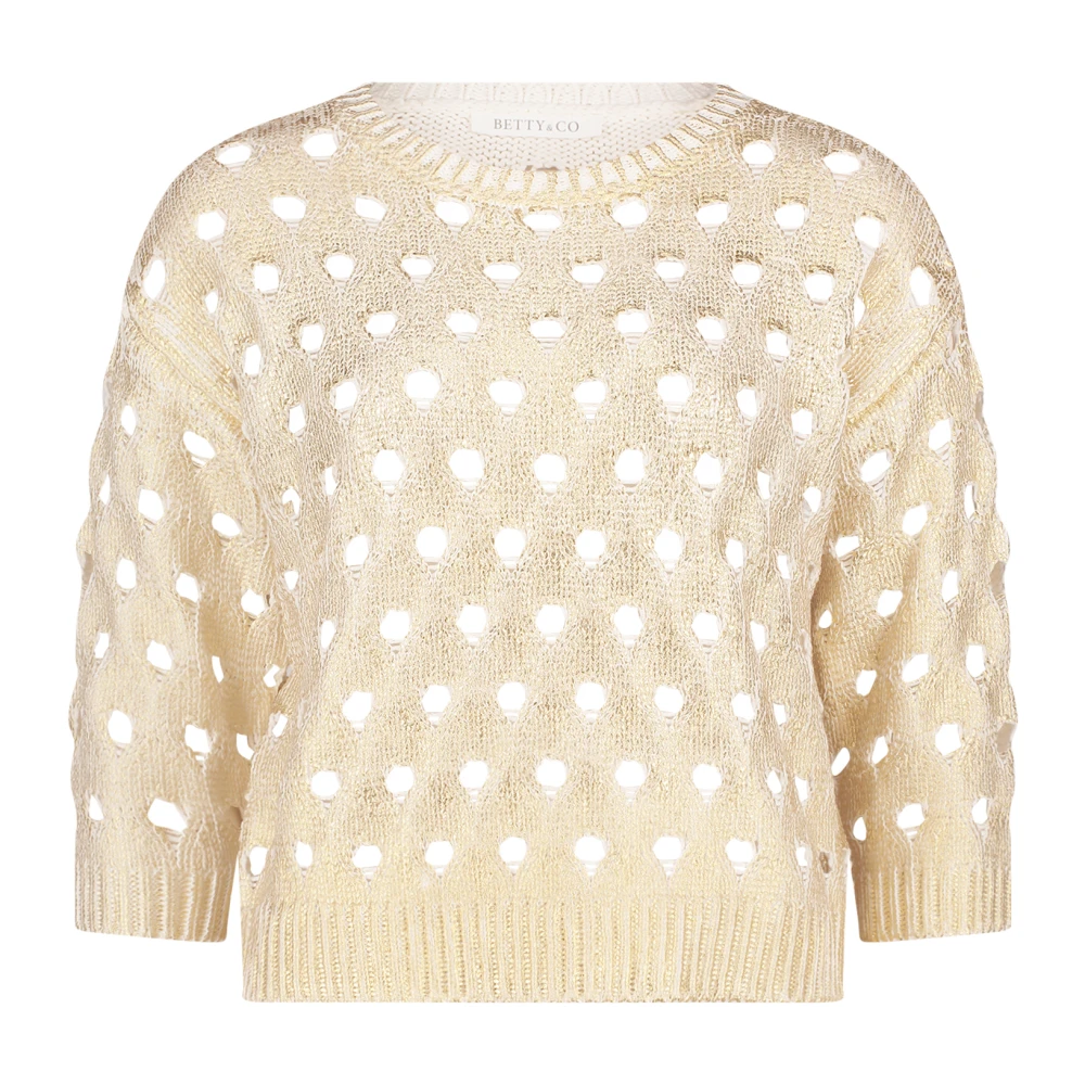 Betty & Co Gebreide trui met structuur White Dames