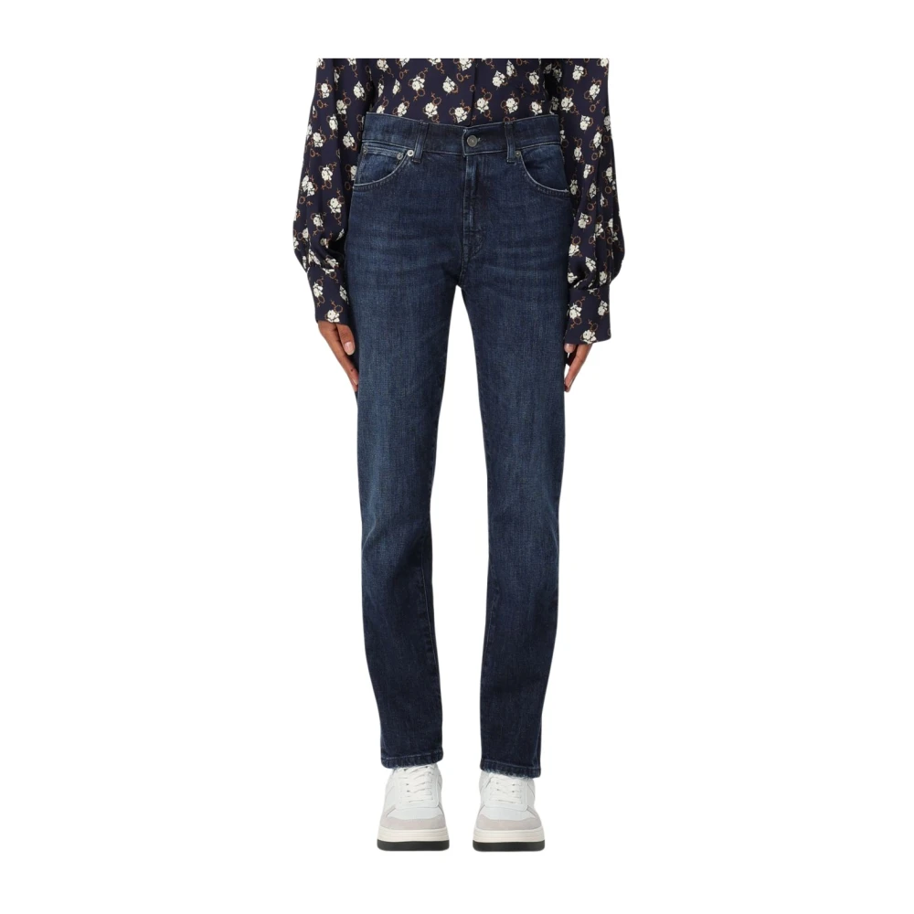 Dondup Denim Skinny Stretch Jeans met Logo Blue Dames