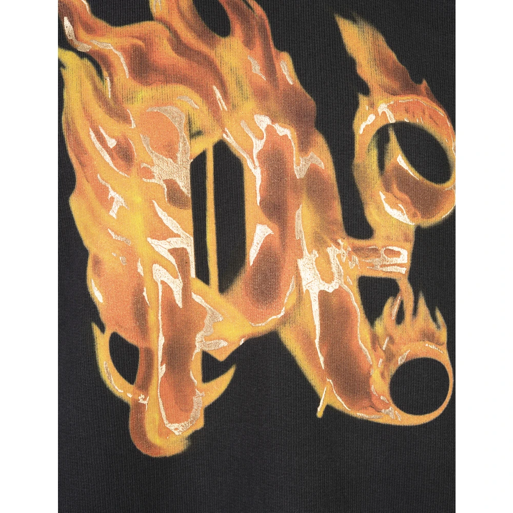 Palm Angels Vurig Monogram Crew-neck Sweatshirt Grijs Gray Heren